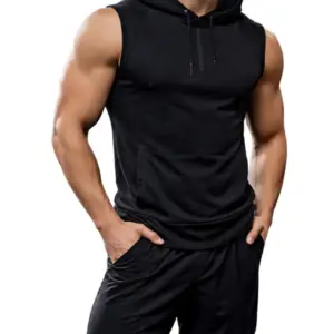 Men’s Sleeveless Gym Hoodie & Shorts Set – Workout Training Outfit (2PCS)